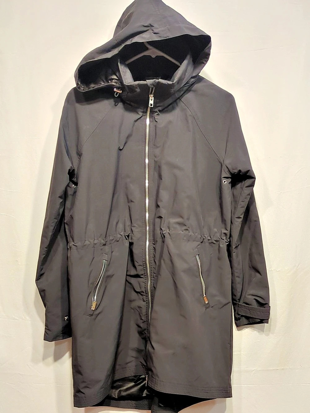 Athleta Drip Drop Jacket Hooded Utility Jacket Black Small